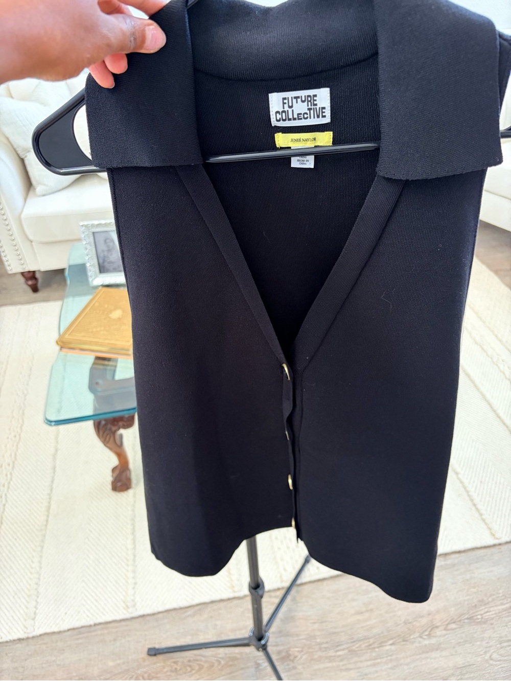 Future Collective Black Sleeveless Button Vest